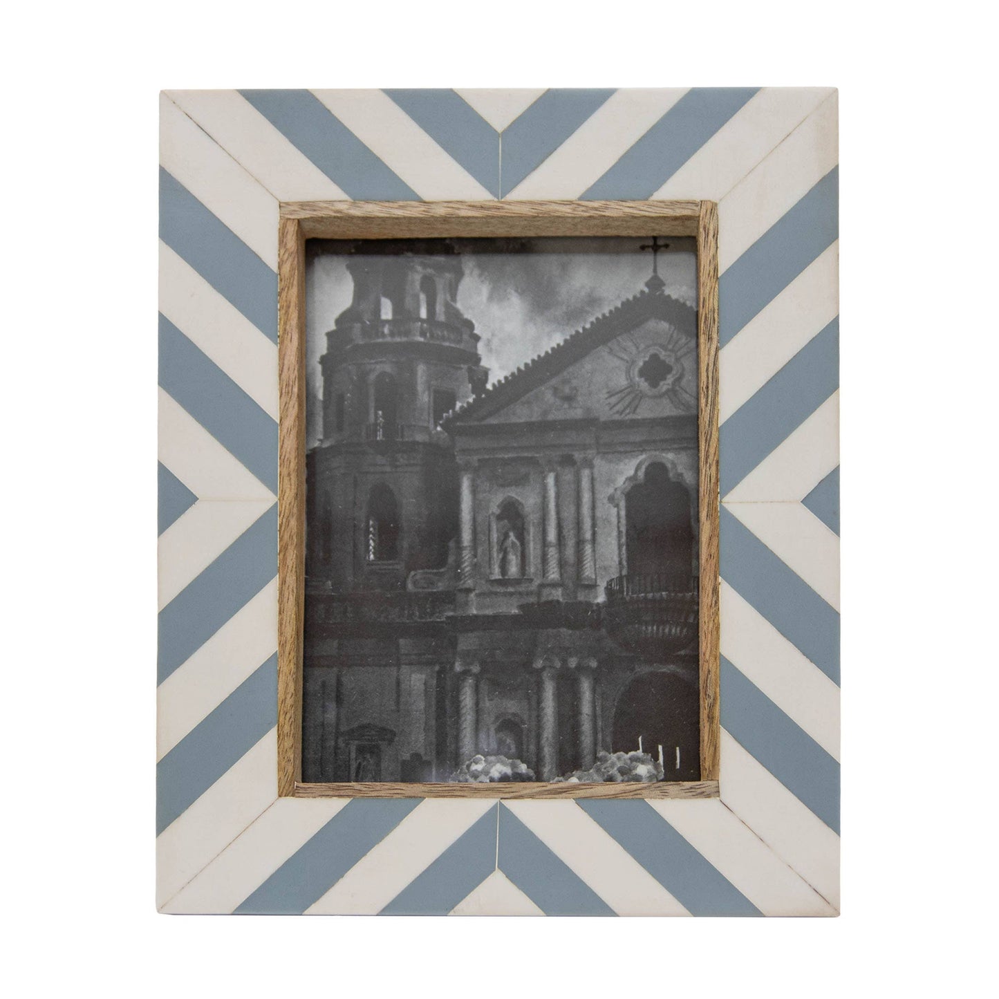 5x7 Photo Coastal Blue and White Resin Picture Frame