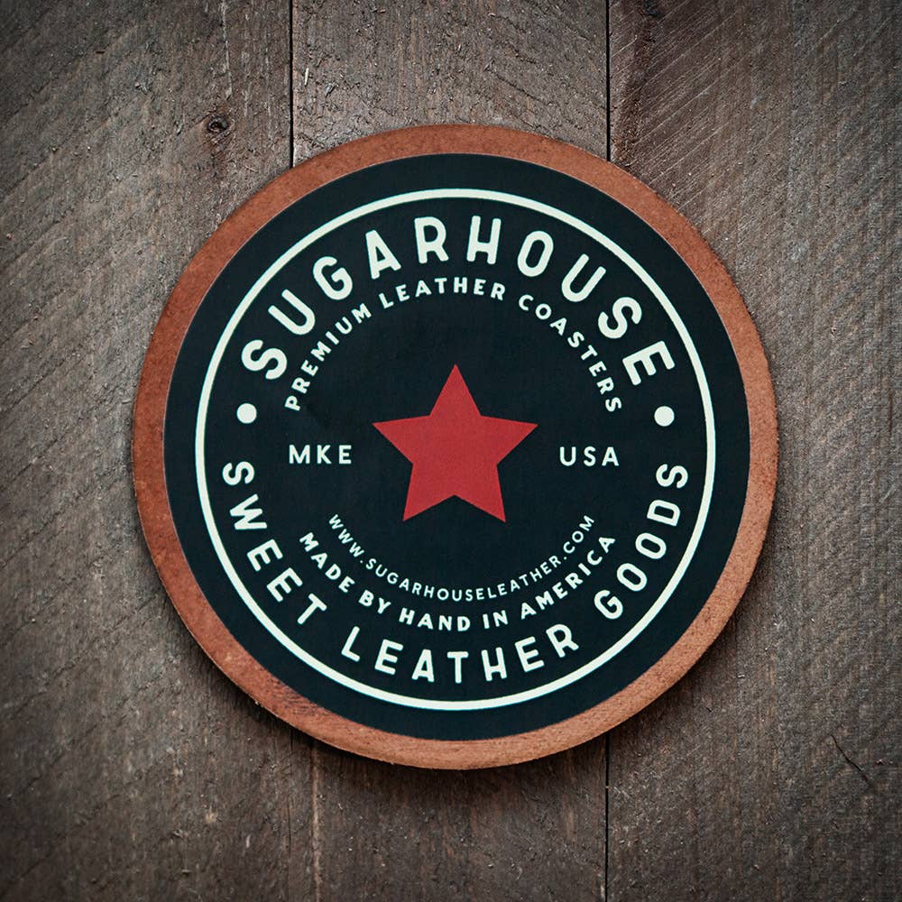Sugarhouse Leather - The Answer is Always Coffee Leather Coaster