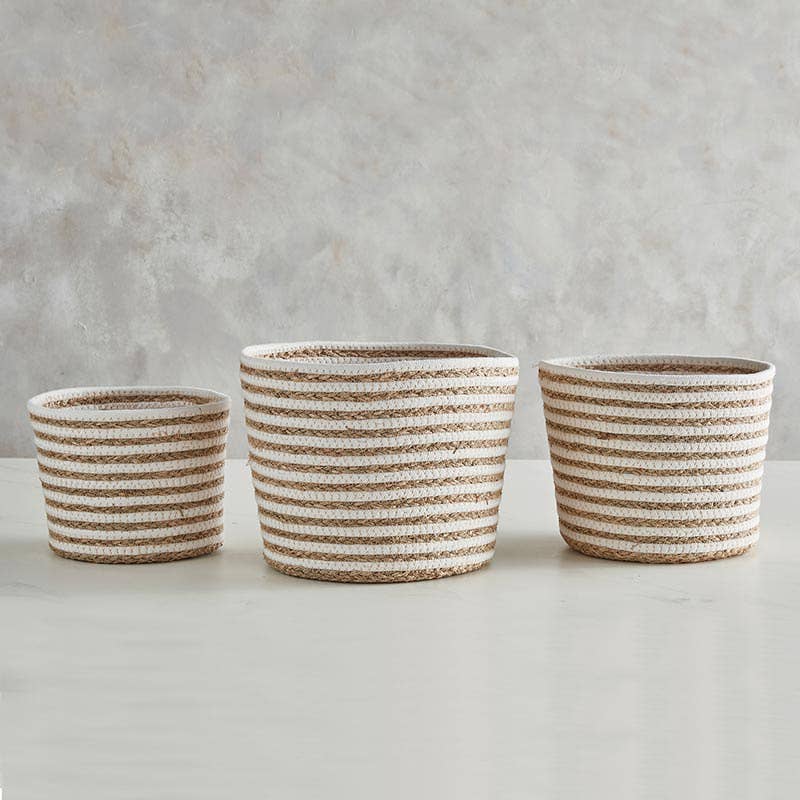 SMALL Striped Seagrass Basket