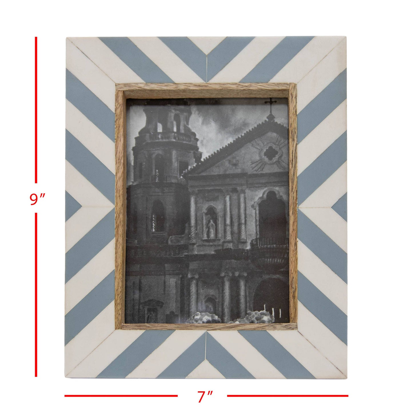 5x7 Photo Coastal Blue and White Resin Picture Frame