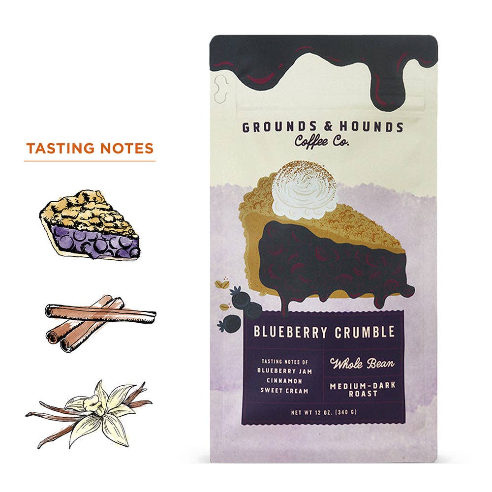 Grounds & Hounds Coffee Co. - Blueberry Crumble Flavored Coffee: Ground