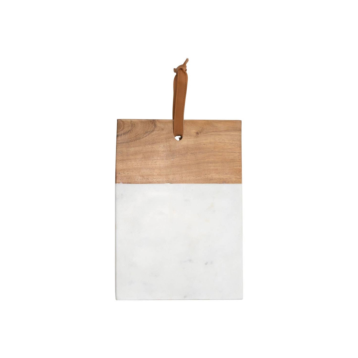 White Small Square Marble and Wood Cutting Board