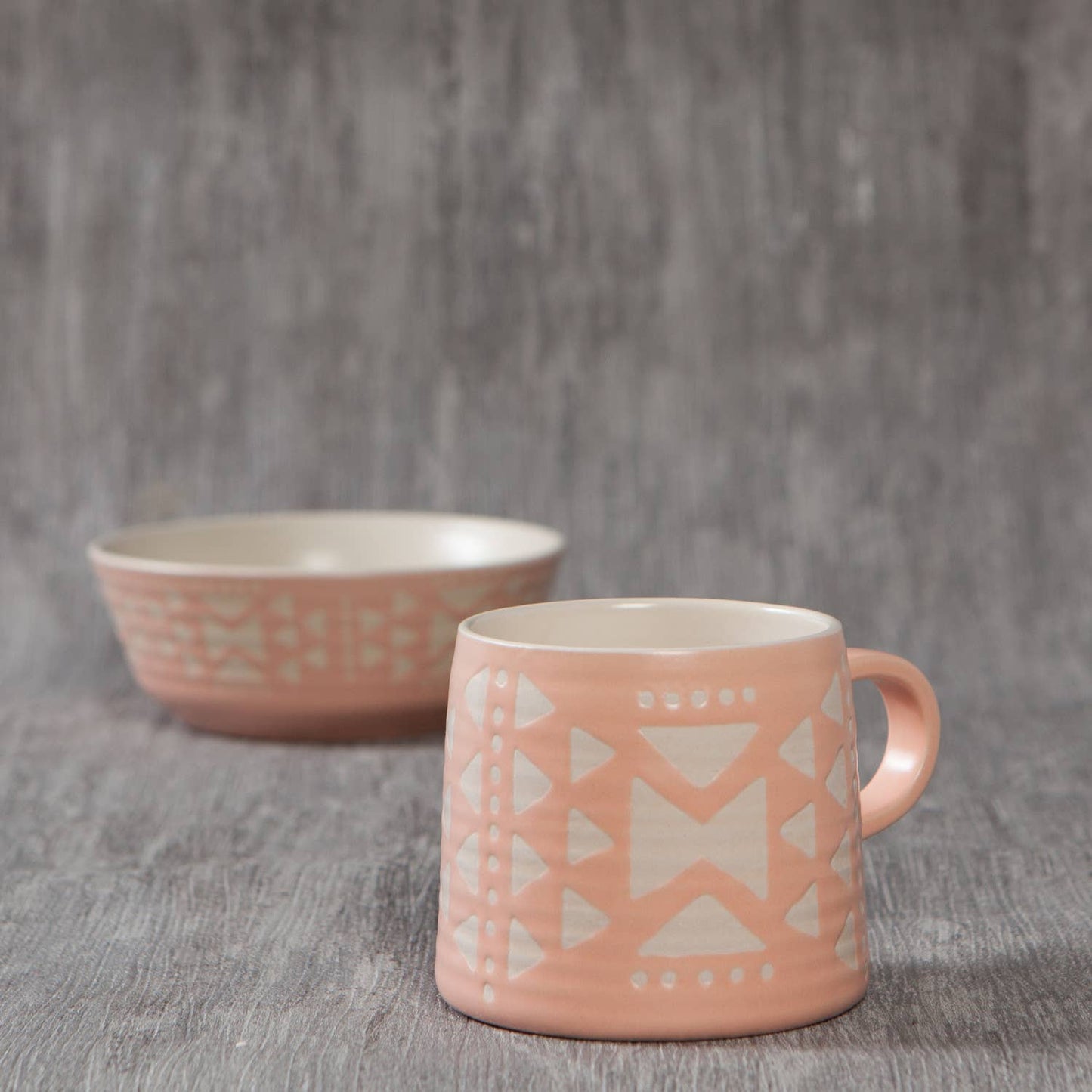 Pink Imprint Stoneware Mugs 12 oz