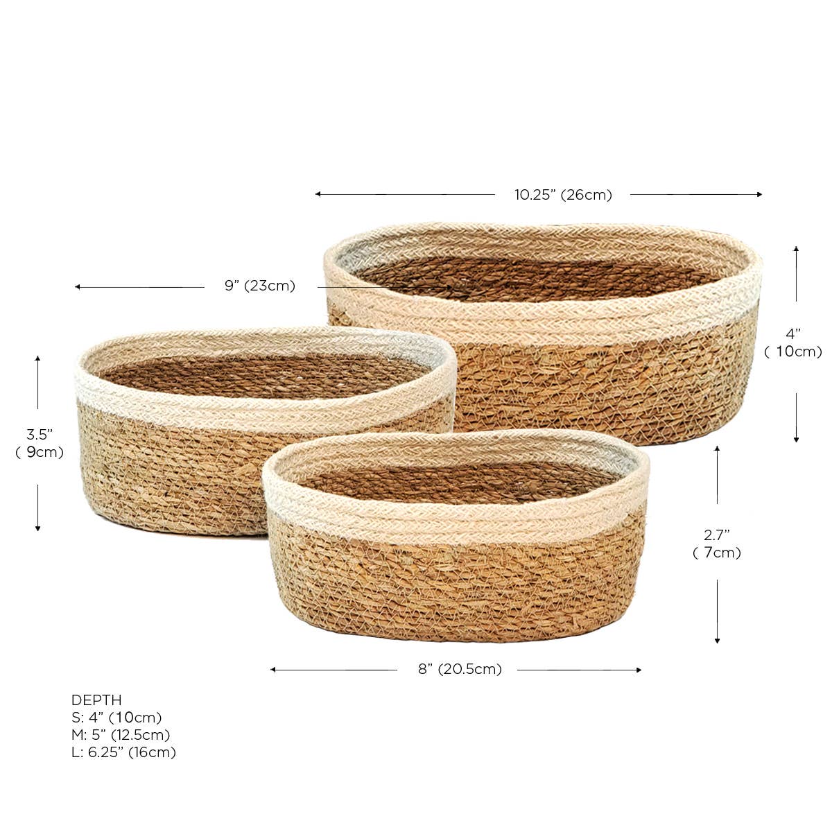 SMALL Handwoven Wicker Storage Basket • Savar Oval Bowl