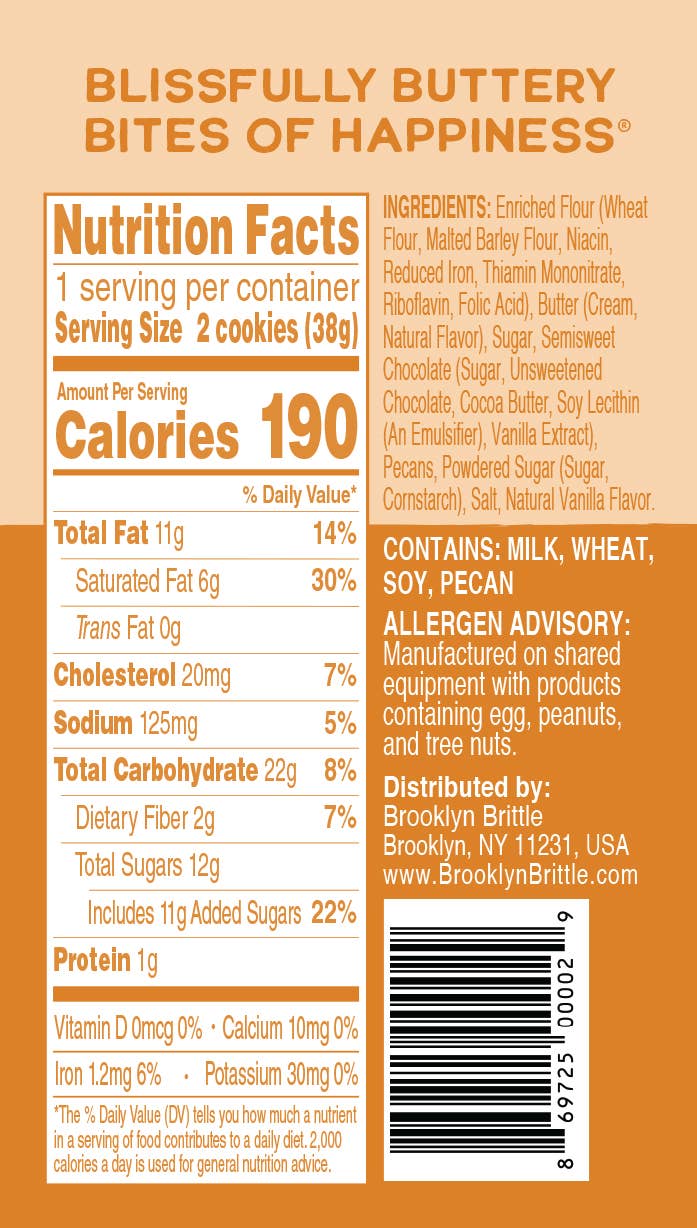 Brooklyn Brittle - Pecan Chocolate Chip Snack Pack