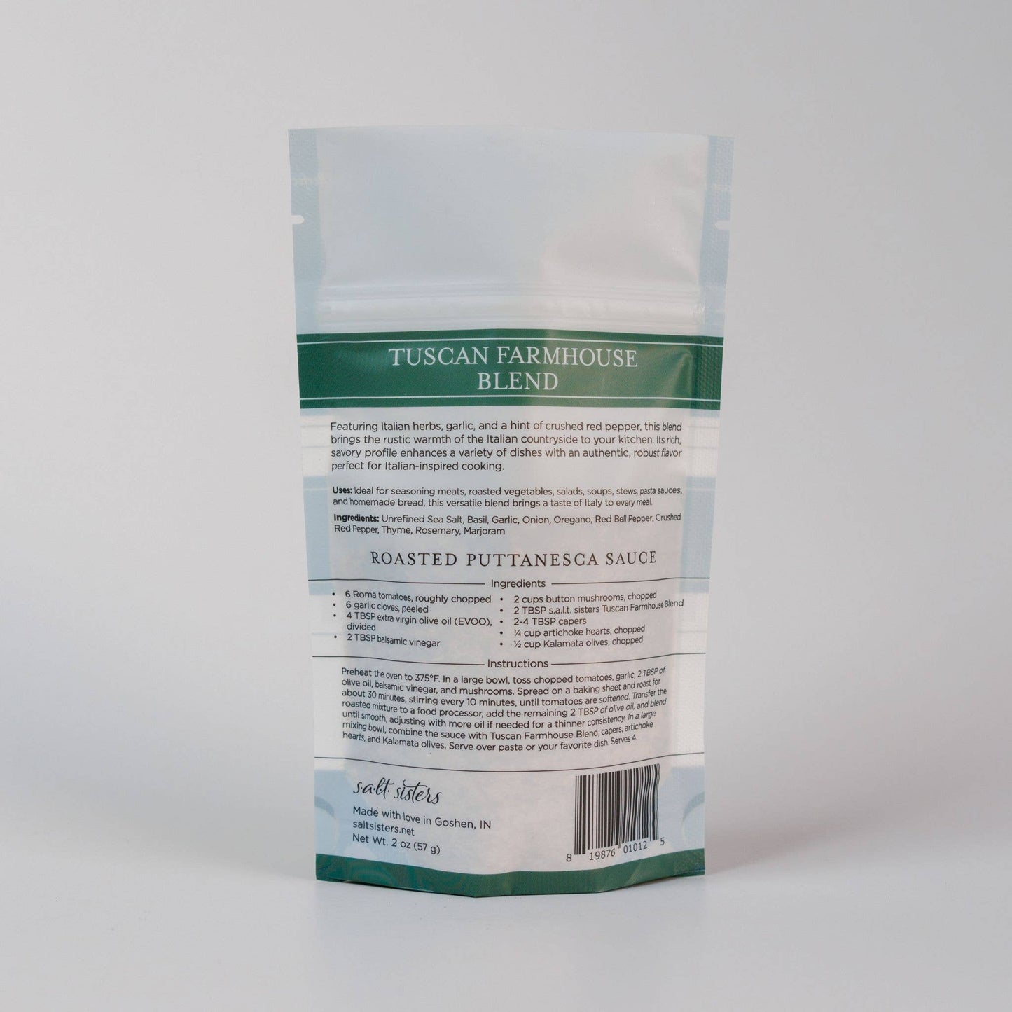 s.a.l.t. sisters (salt sisters) - Herb, Spice & Salt Blend - Tuscan Farmhouse Blend - 2 oz Bag
