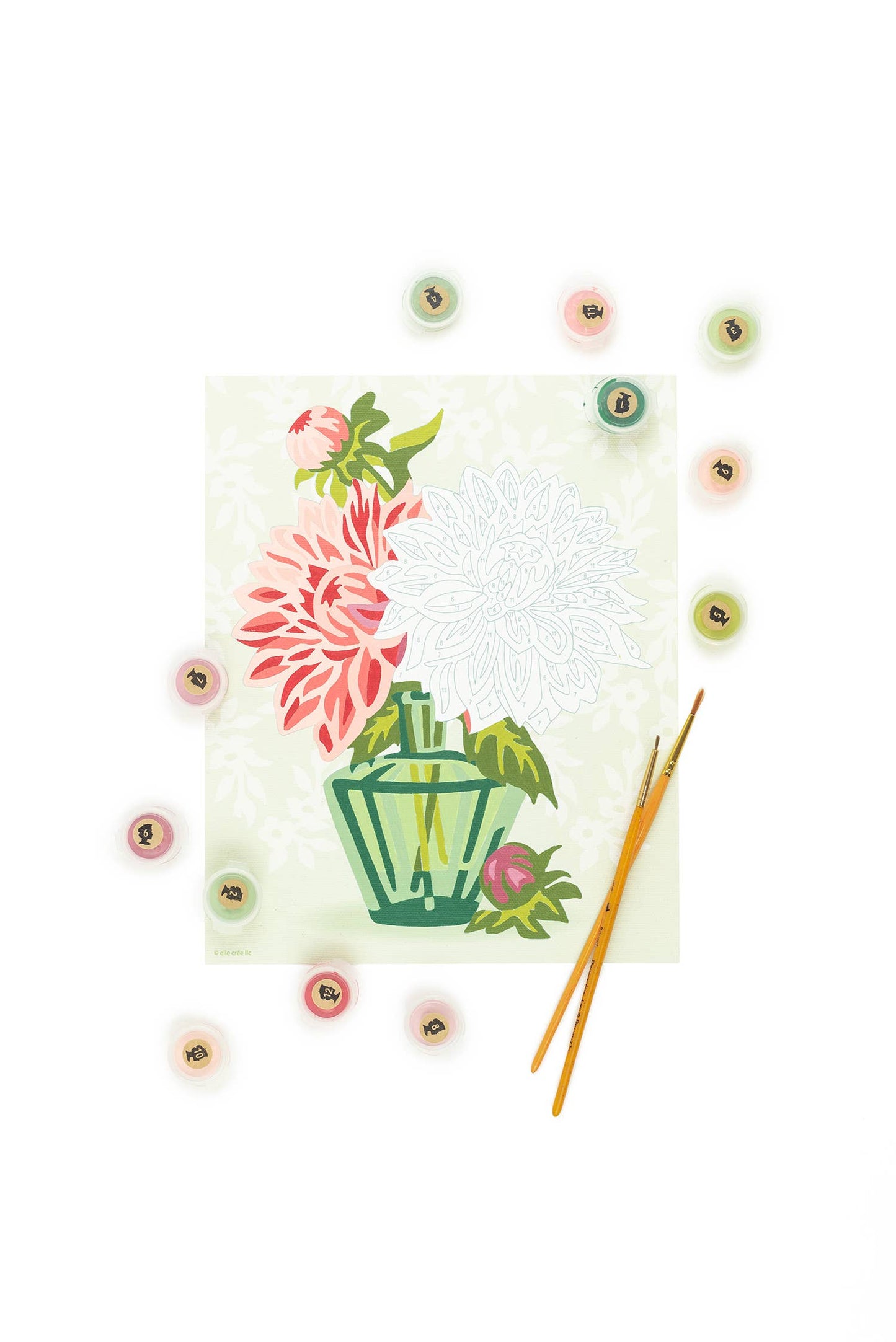 Elle Crée (She Creates) - Dahlias in Vase Paint-by-Number Kit