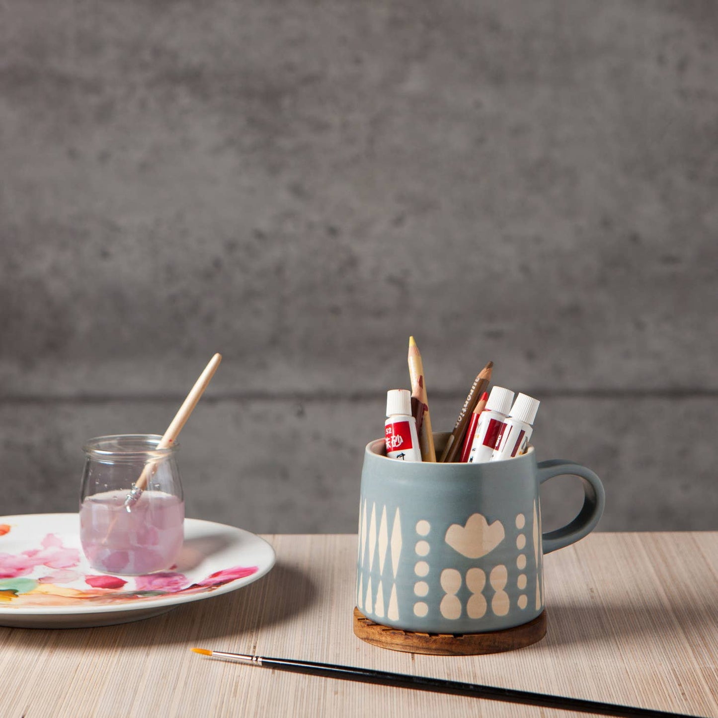 Collage Imprint Stoneware Mugs 12 oz