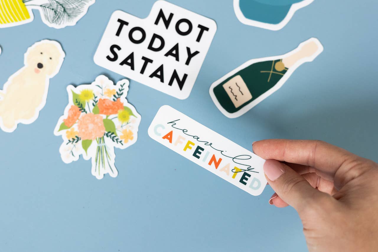 Colorful Heavily Caffeinated Sticker