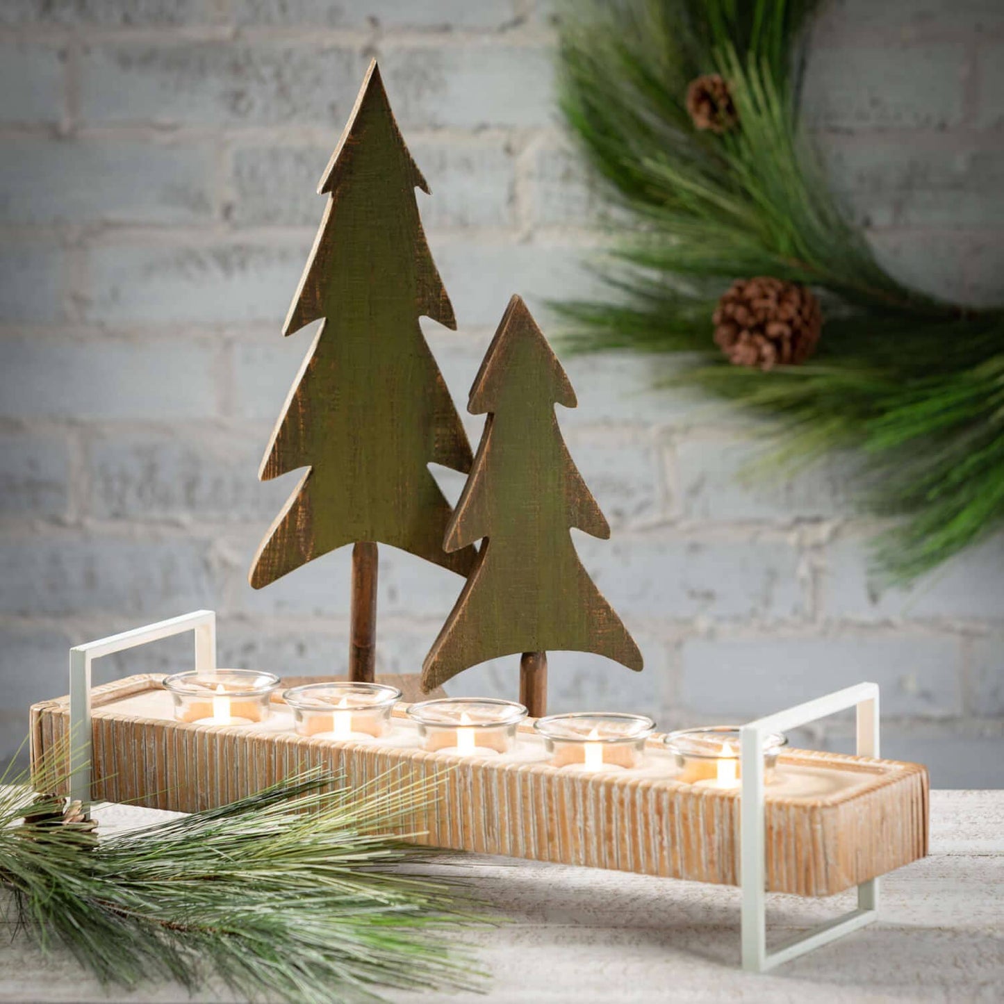 Wood Tabletop Evergreen Tree - Small