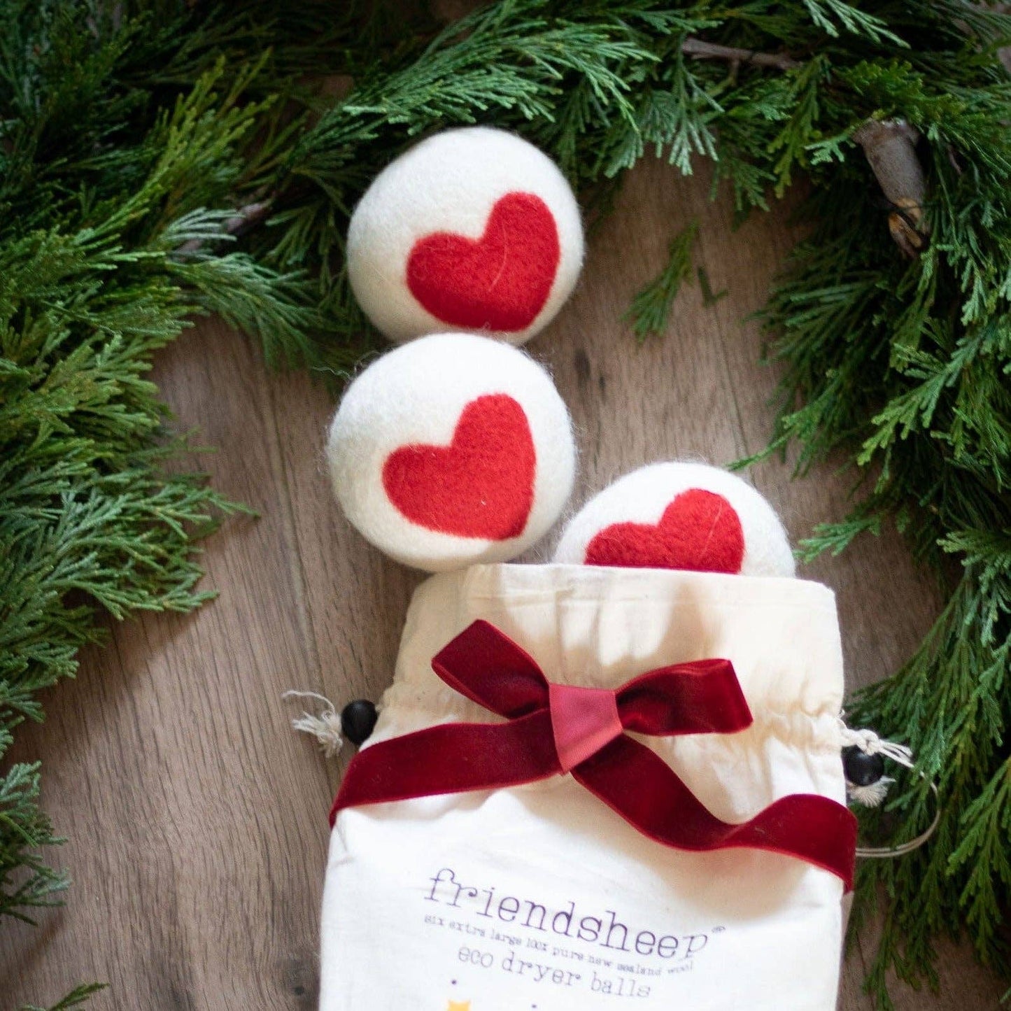 Friendsheep - Heart Trio Eco Wool Dryer Balls - Set of 3: With Bag