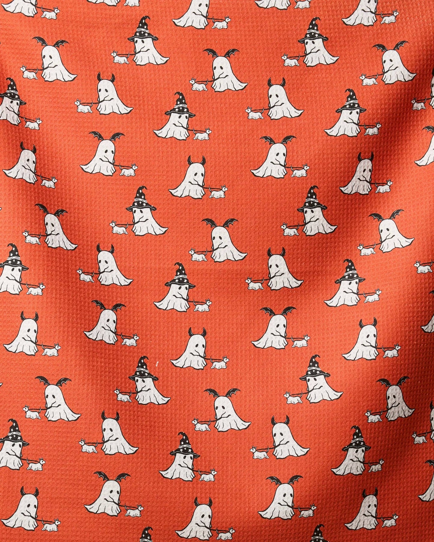 Geometry - Spooky Ghost Walk Orange Dog Towel