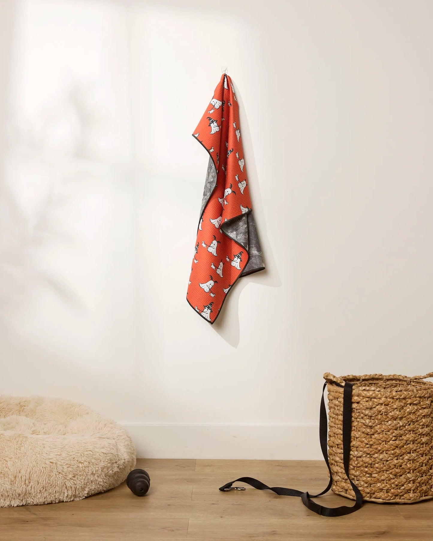 Geometry - Spooky Ghost Walk Orange Dog Towel