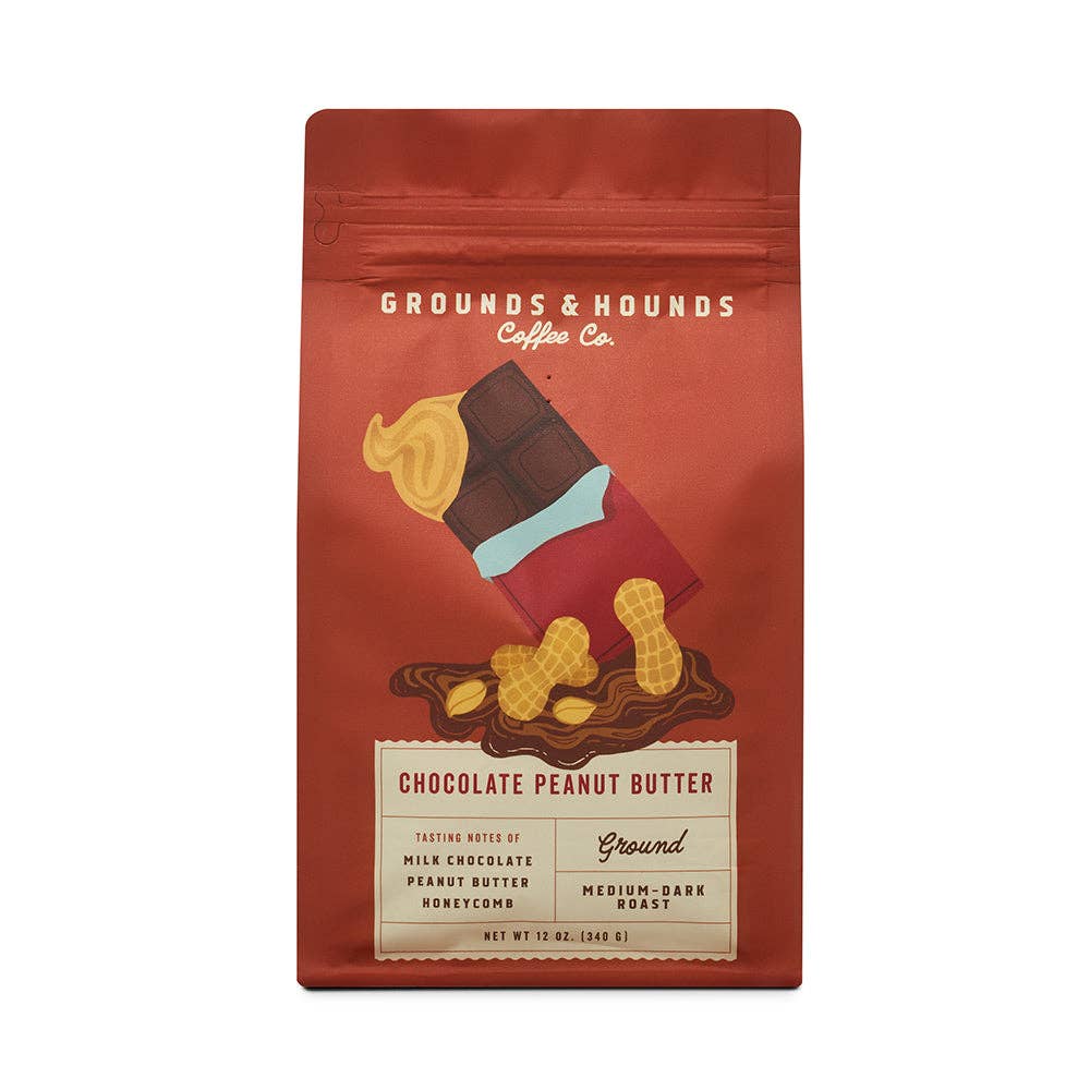 Grounds & Hounds Coffee Co. - Chocolate Peanut Butter Flavored Coffee: Ground