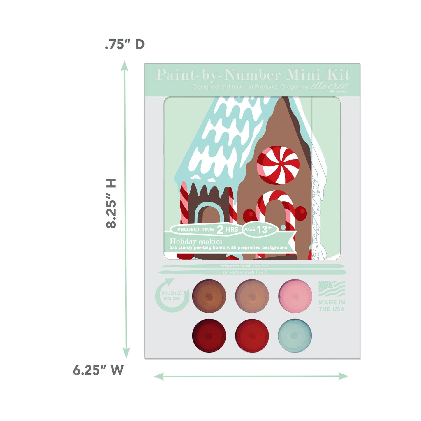 Elle Crée (She Creates) - Gingerbread House MINI Paint-by-Number Kit