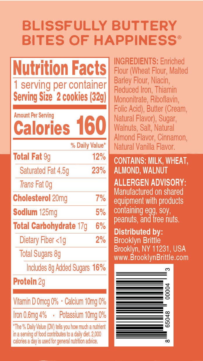 Brooklyn Brittle - Cinnamon Walnut Snack Pack