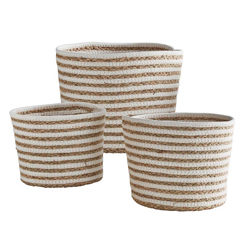 SMALL Striped Seagrass Basket