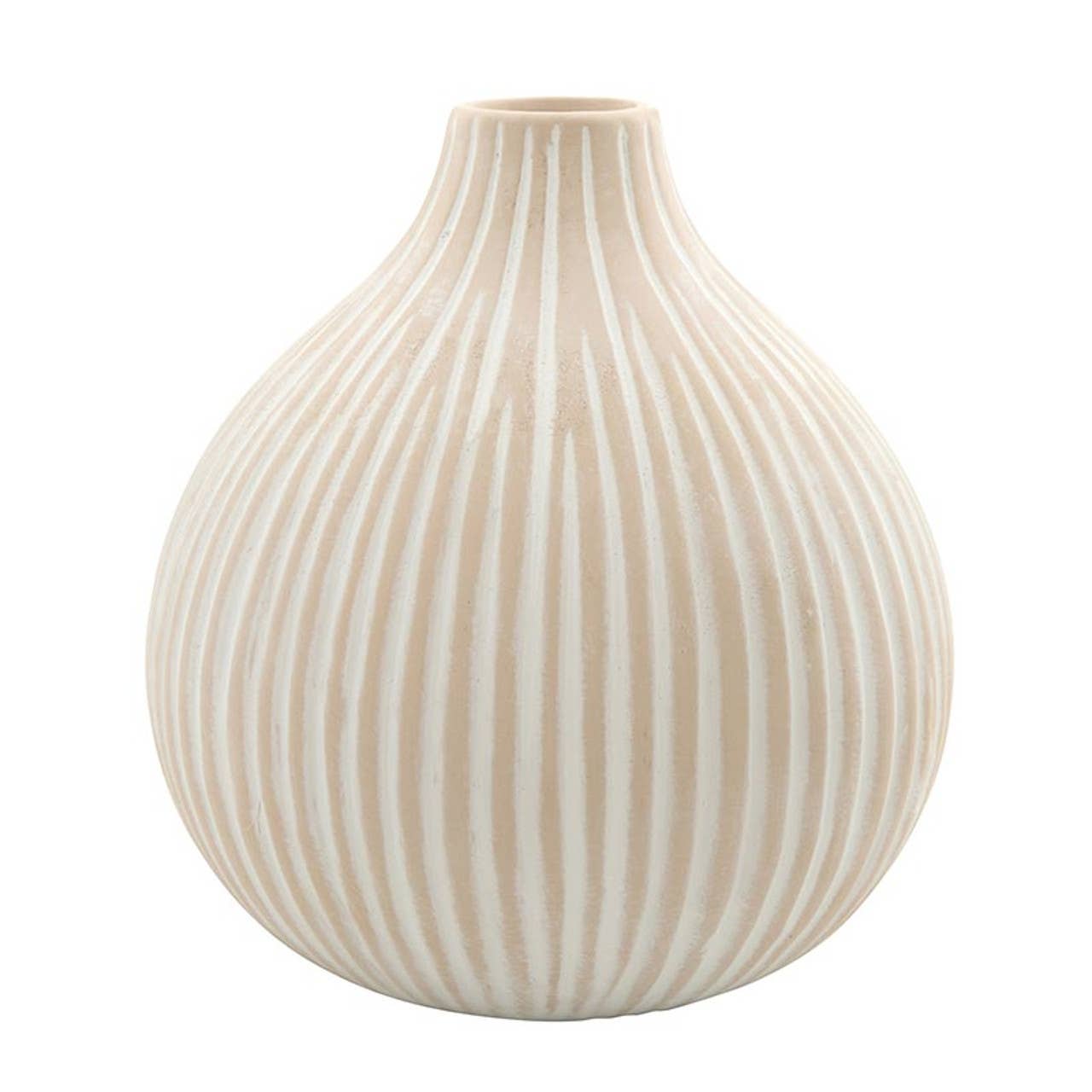 47th & Main (Creative Brands) - Blush Striped Droplet Vase: Dolomite / 4.5" Dia x 4.75" H