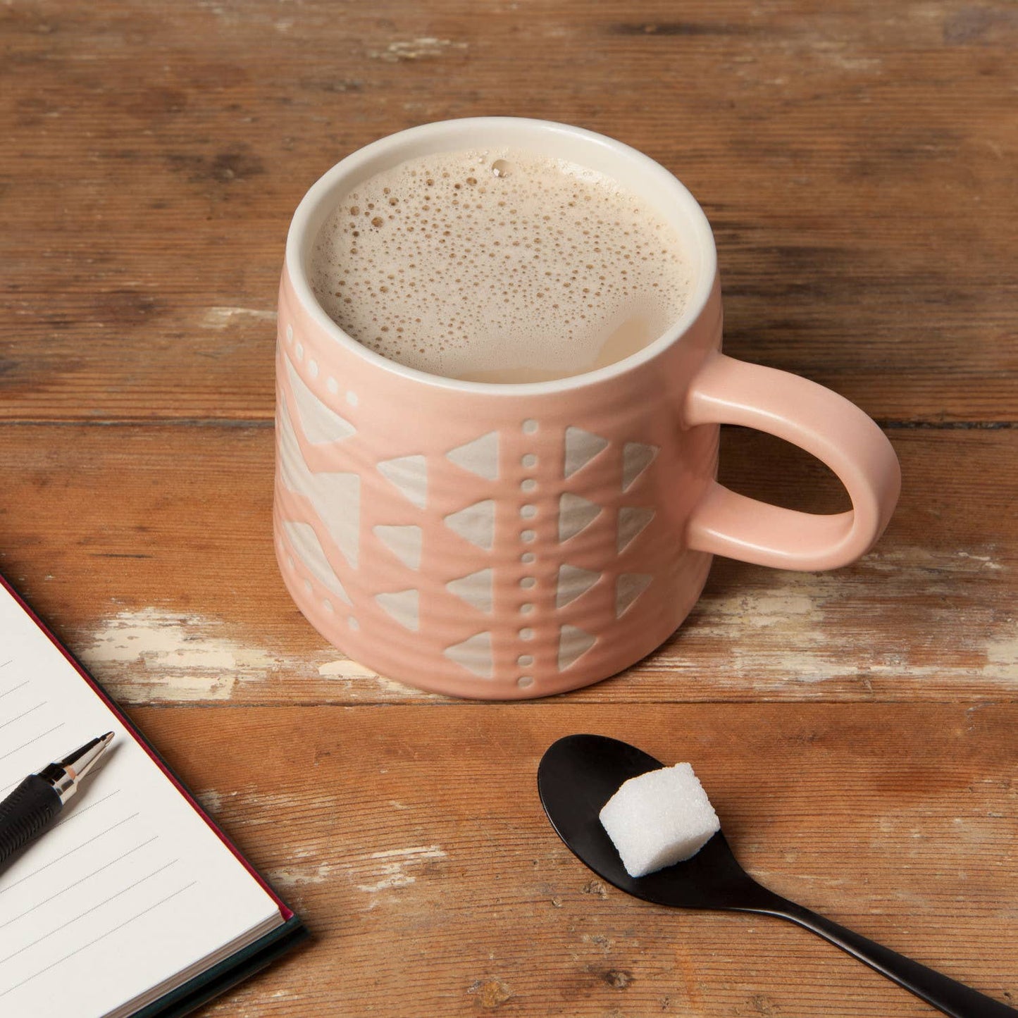 Pink Imprint Stoneware Mugs 12 oz