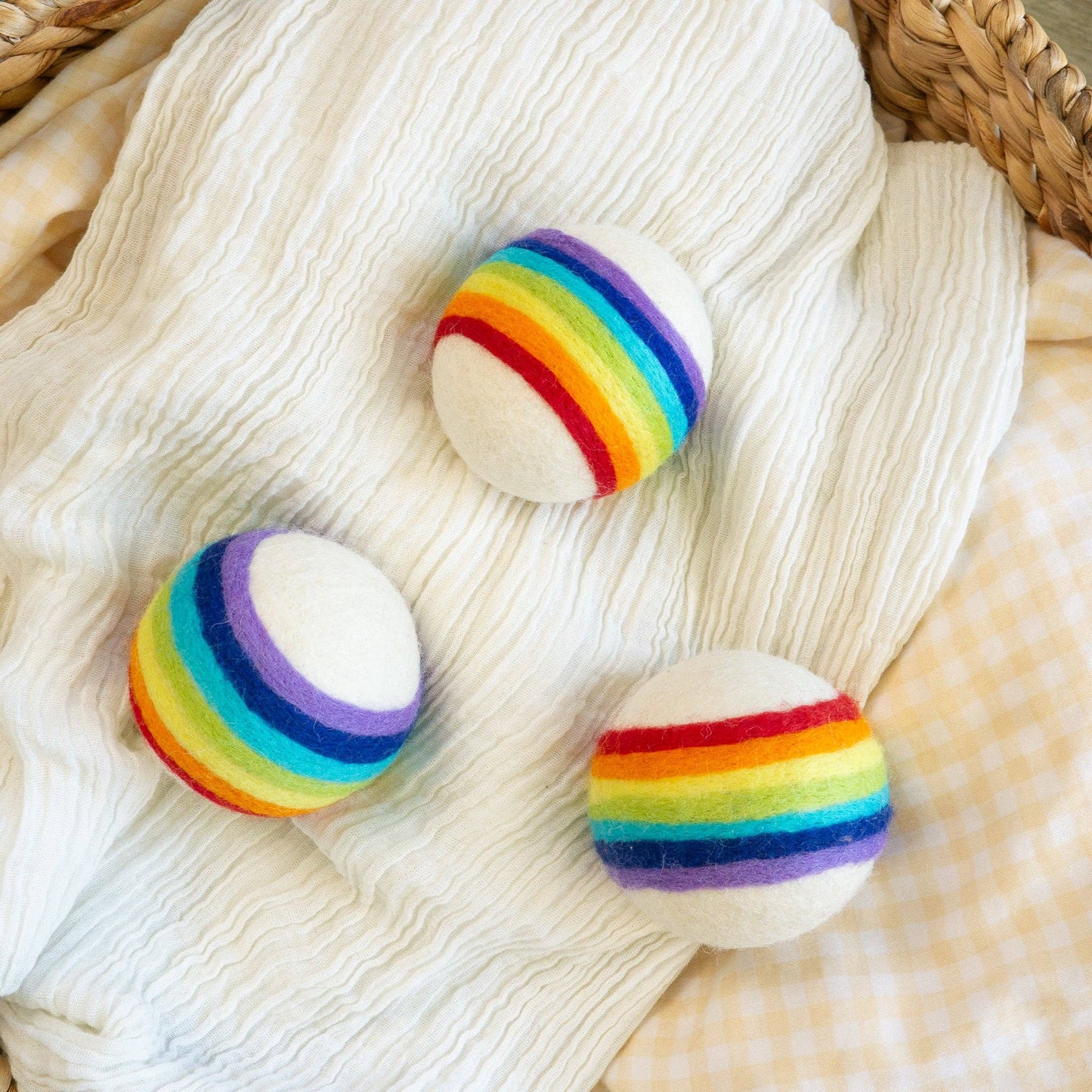 Friendsheep - Classic Rainbow Eco Wool Dryer Ball - Set of 3: With Bag