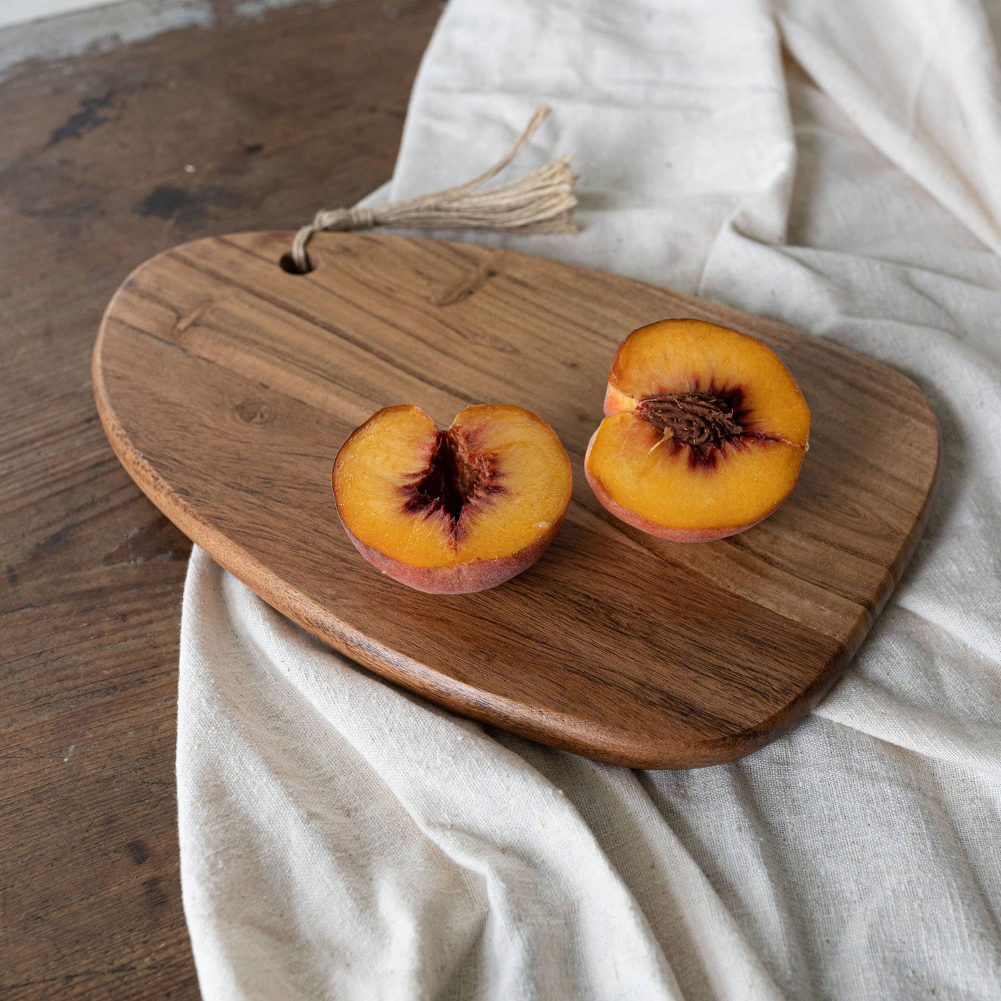 Prairie Small Cutting Board Acacia Wood & Jute Fall Decor