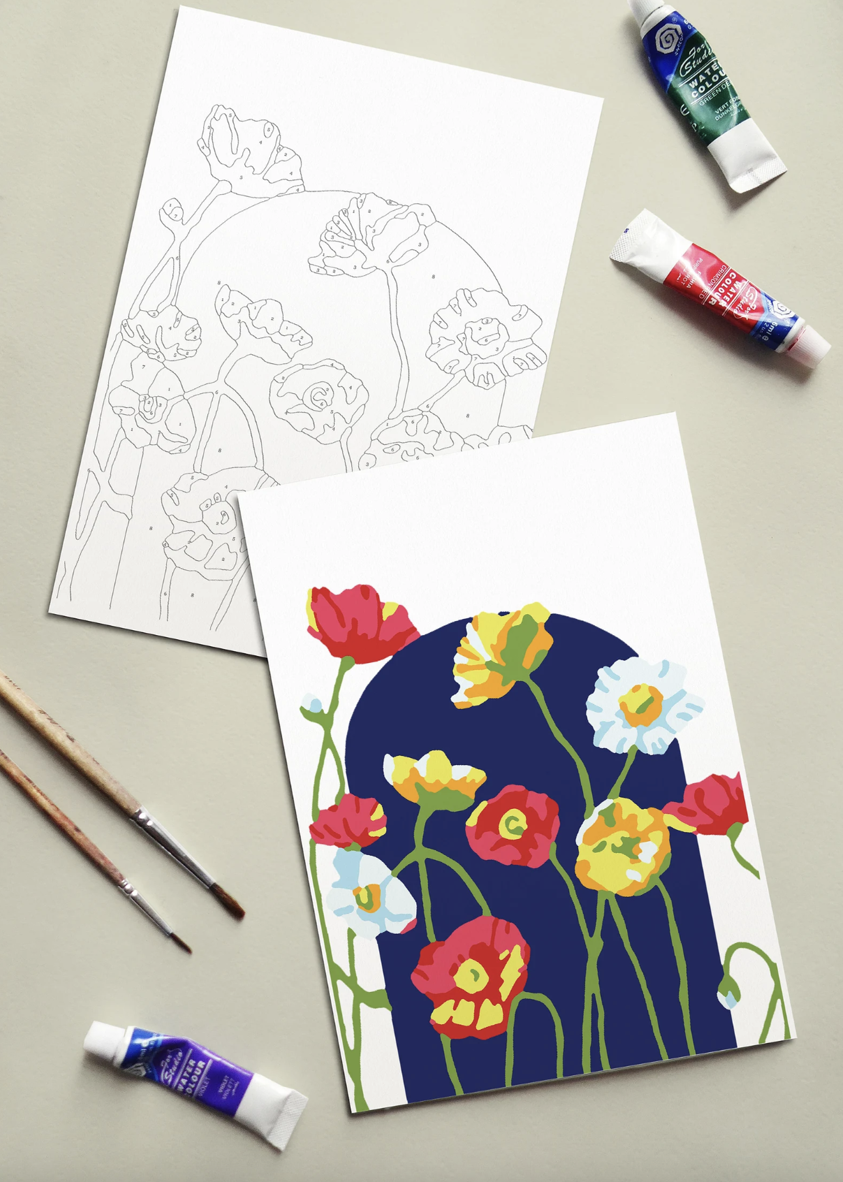 Cate Paper Co. - Field of Poppies Paint-By-Numbers kit