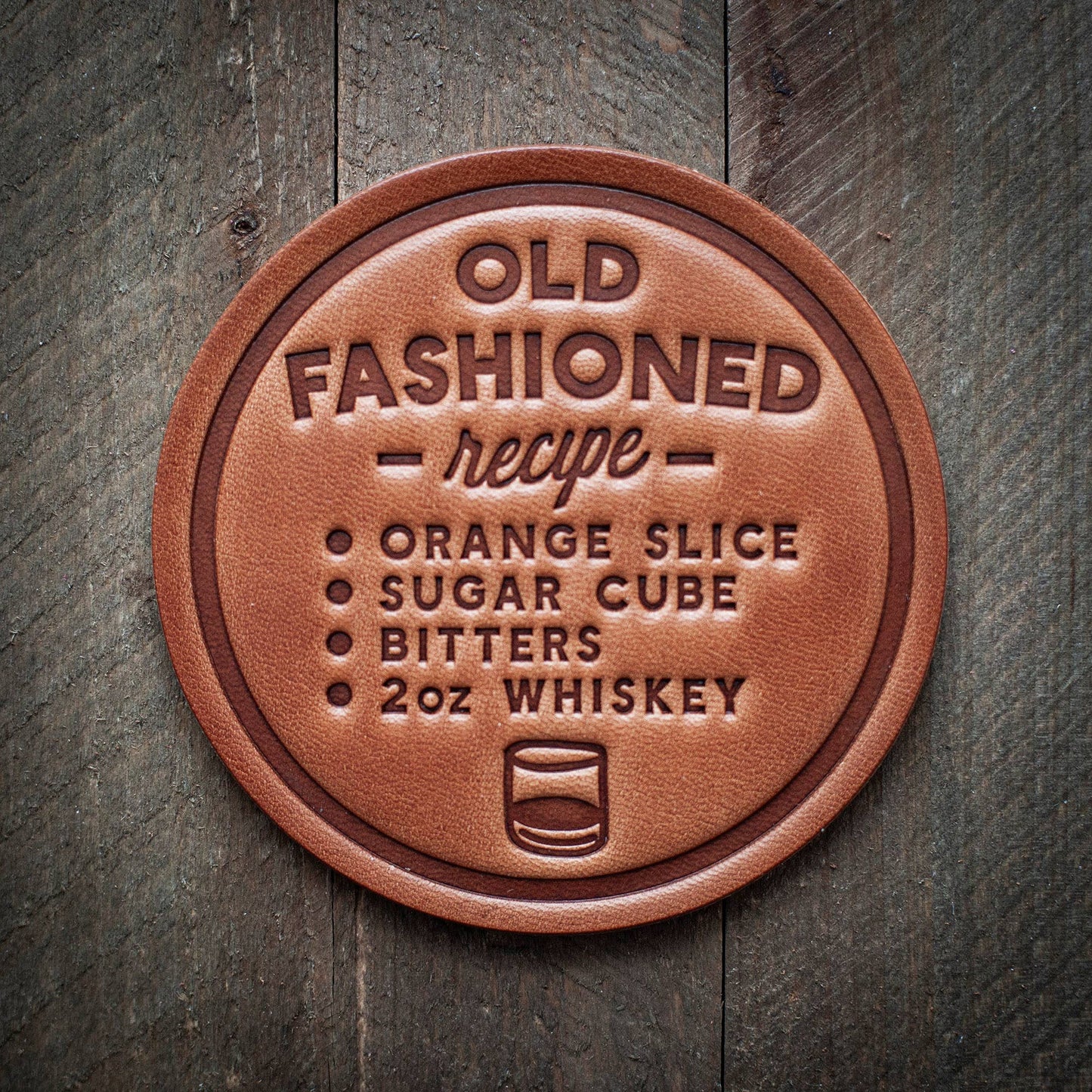 Sugarhouse Leather - Old Fashioned Recipe Leather Coaster