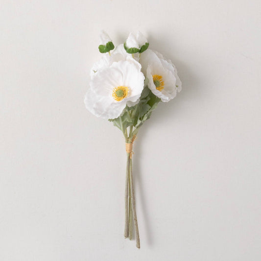 Sullivans Home Decor - White Poppy Bush