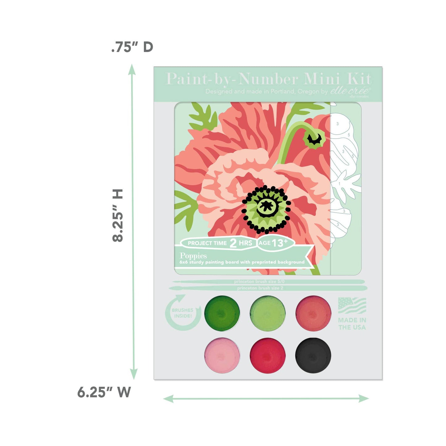 Elle Crée (She Creates) - Poppies MINI Paint-by-Number Kit