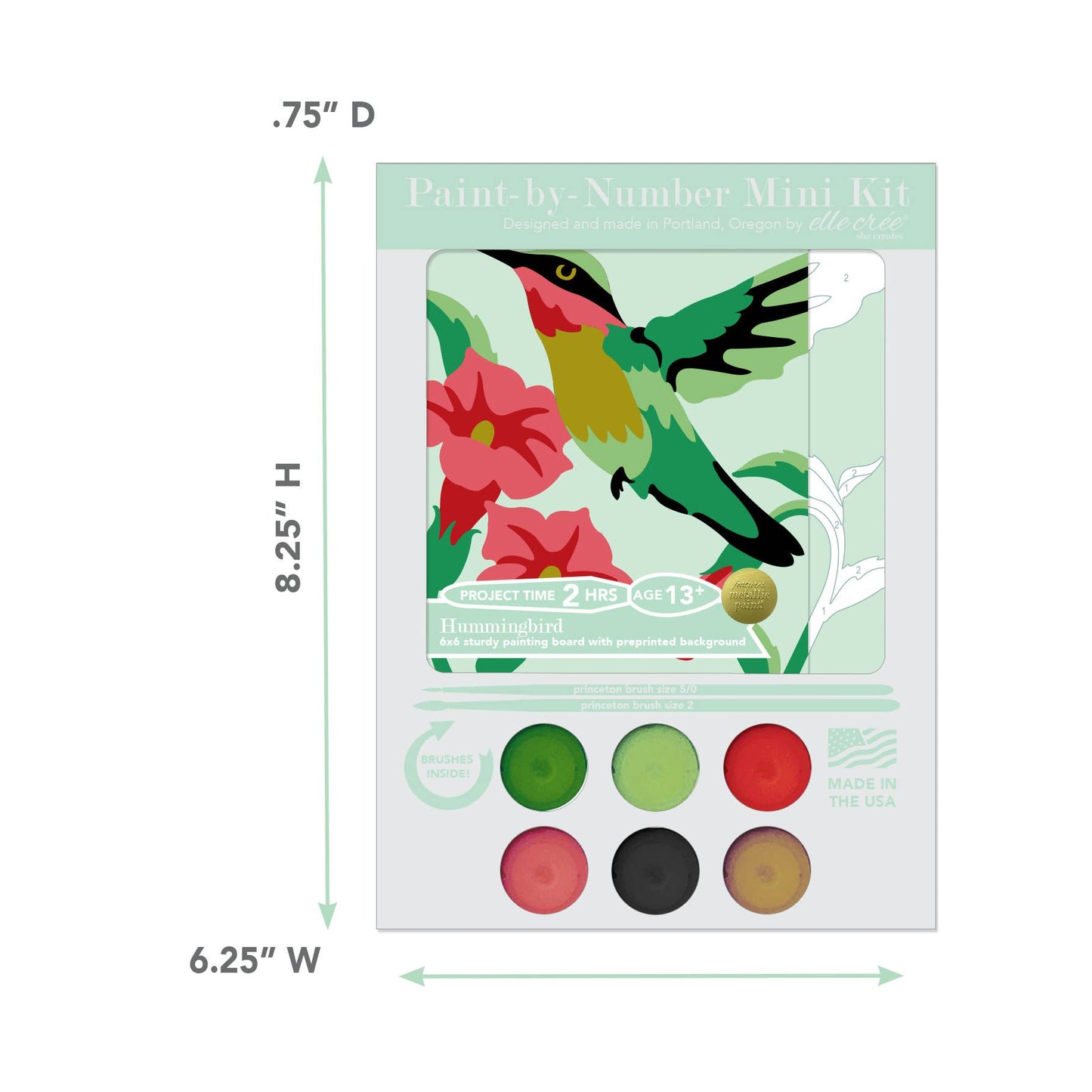 Elle Crée (She Creates) - Hummingbird MINI Paint-by-Number Kit