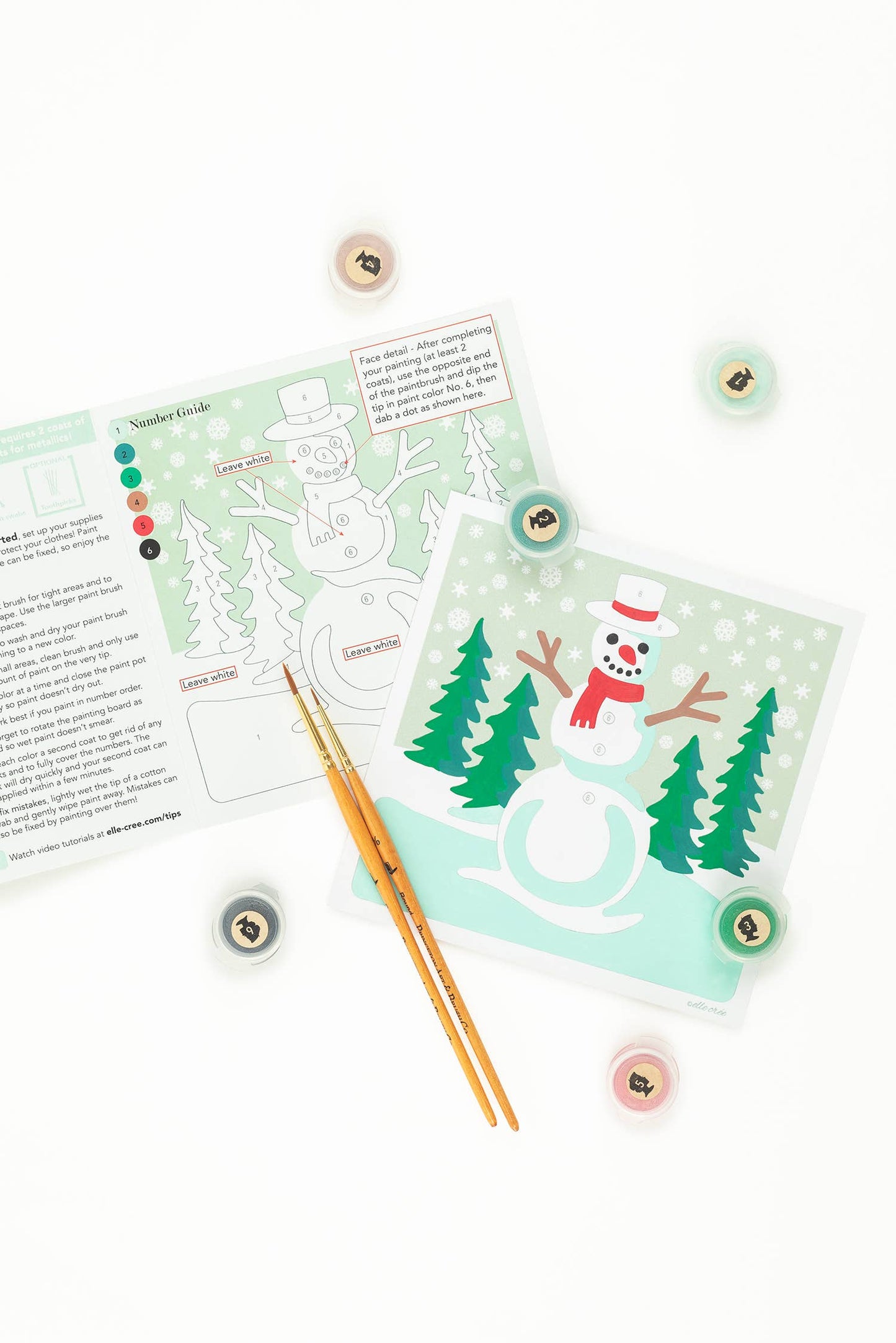 Elle Crée (She Creates) - Snowman MINI Paint-by-Number Kit