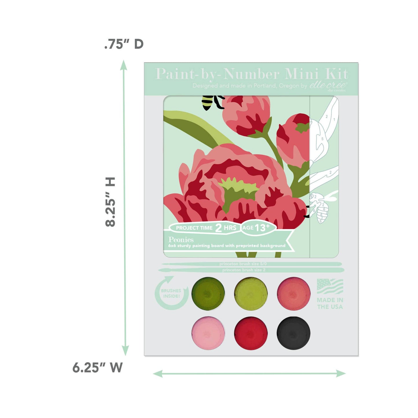 Elle Crée (She Creates) - Peonies MINI Paint-by-Number Kit