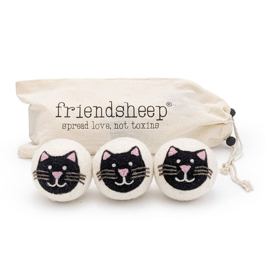 Friendsheep - Black Cats Eco Wool Dryer Balls - Set of 3: With Bag