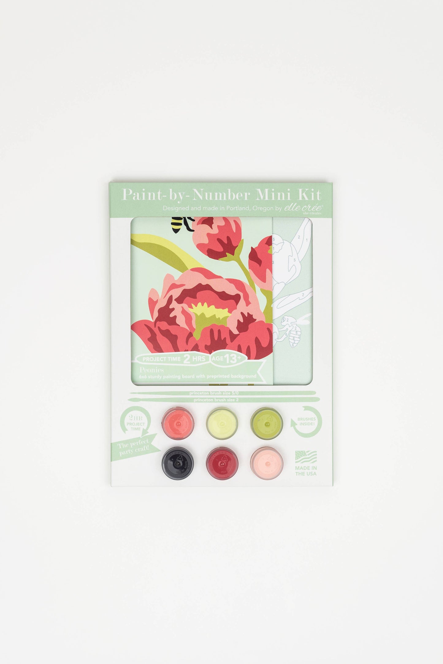 Elle Crée (She Creates) - Peonies MINI Paint-by-Number Kit