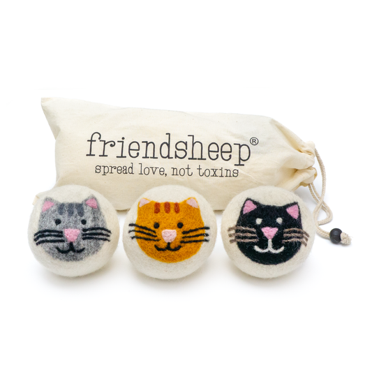 Friendsheep - Wool Dryer Ball Cat Mix (Orange, Grey, Black) - House Cats: With Bag