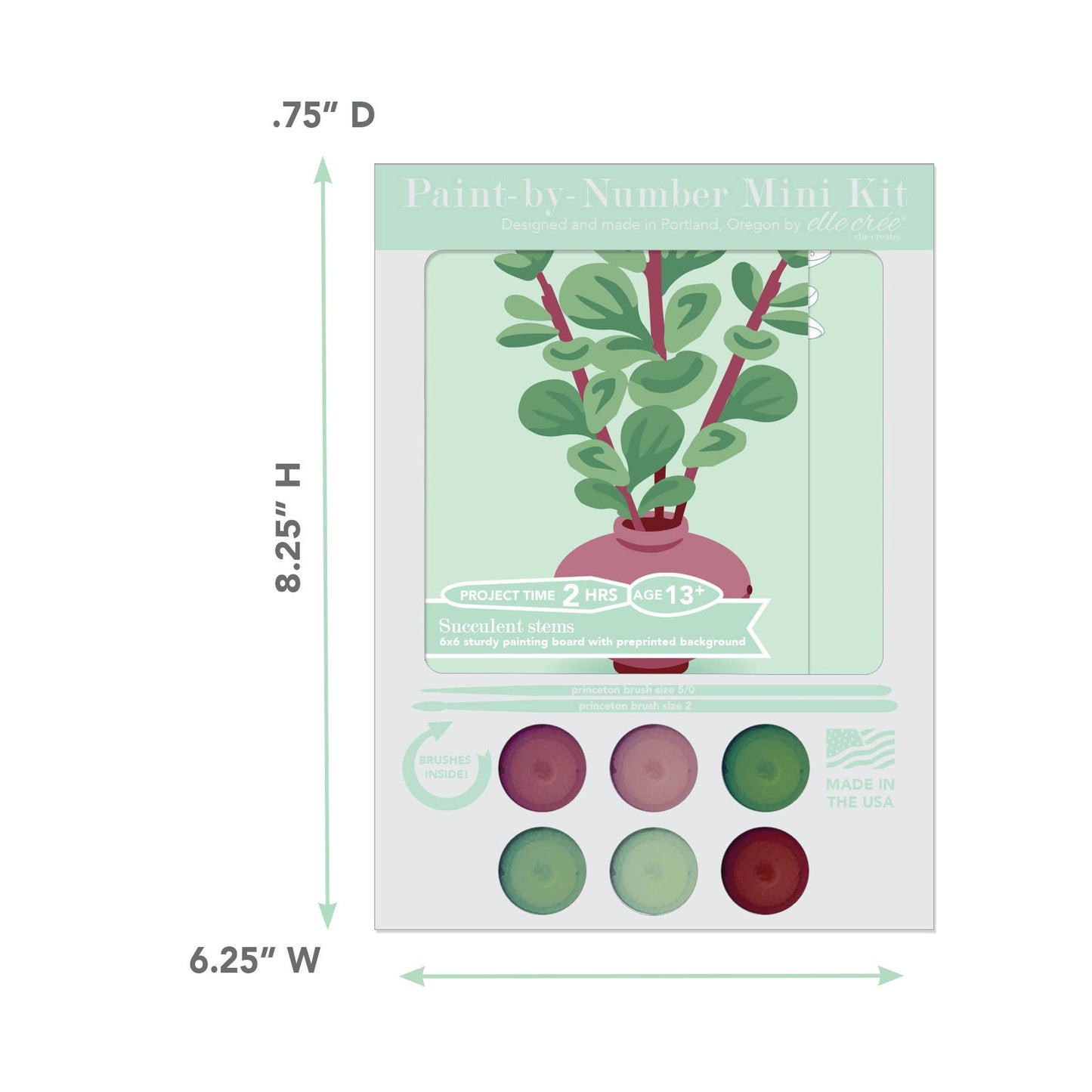 Elle Crée (She Creates) - Succulent Stems MINI Paint-by-Number Kit