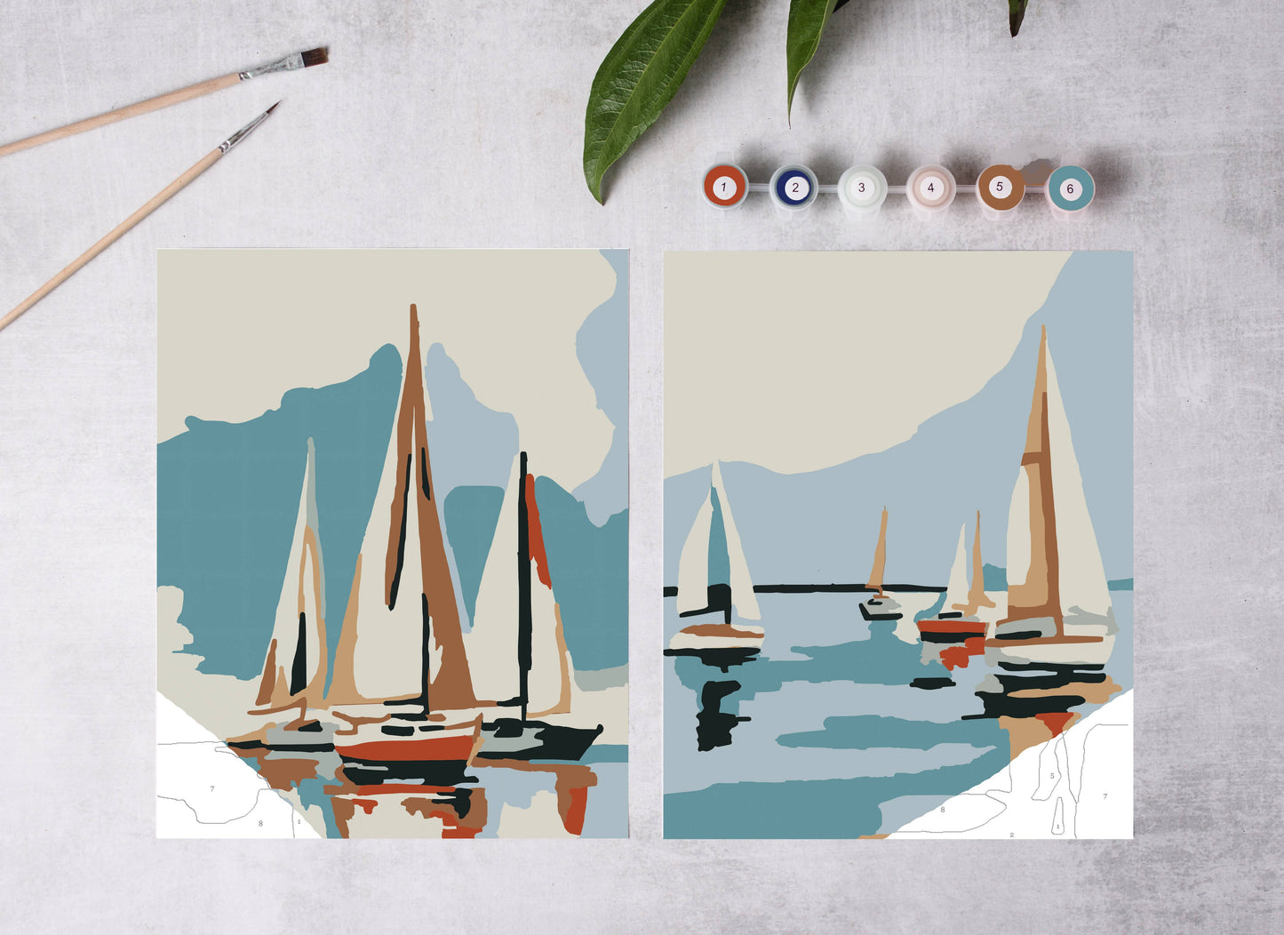Cate Paper Co. - Sailboats at Sea Paint-By-Numbers kit
