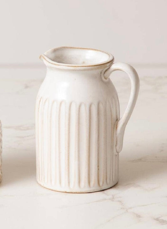 Debossed Stoneware Creamer Pitcher