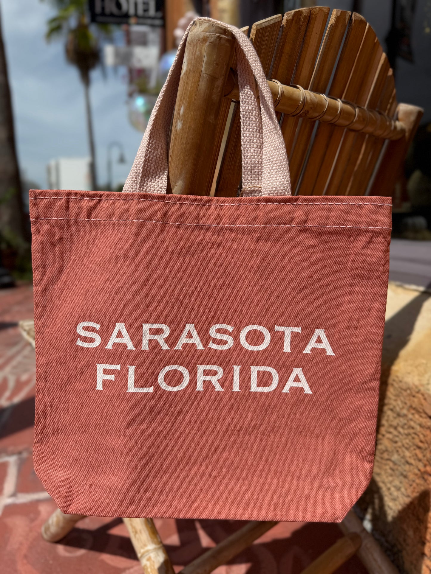 Sarasota Florida Screen Printed x Dyed Canvas Tote Bags: Clay / M