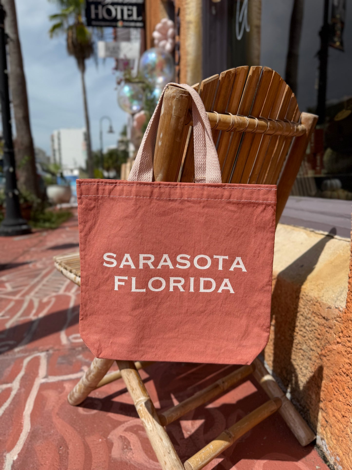 Sarasota Florida Screen Printed x Dyed Canvas Tote Bags: Clay / M