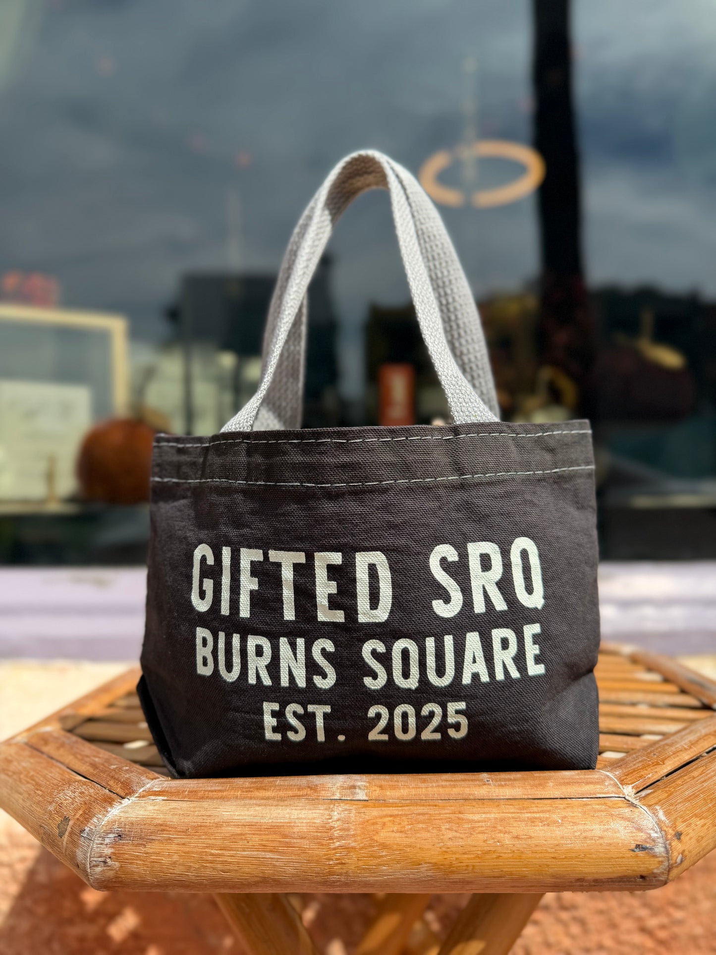 Gifted SRQ Screen Printed x Dyed Canvas Tote Bags: Black / XS