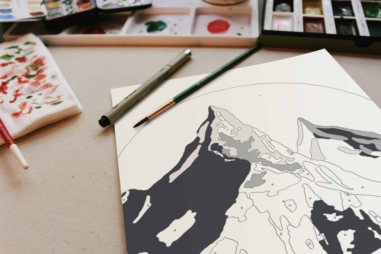 Cate Paper Co. - Mountain Range Paint-By-Numbers kit