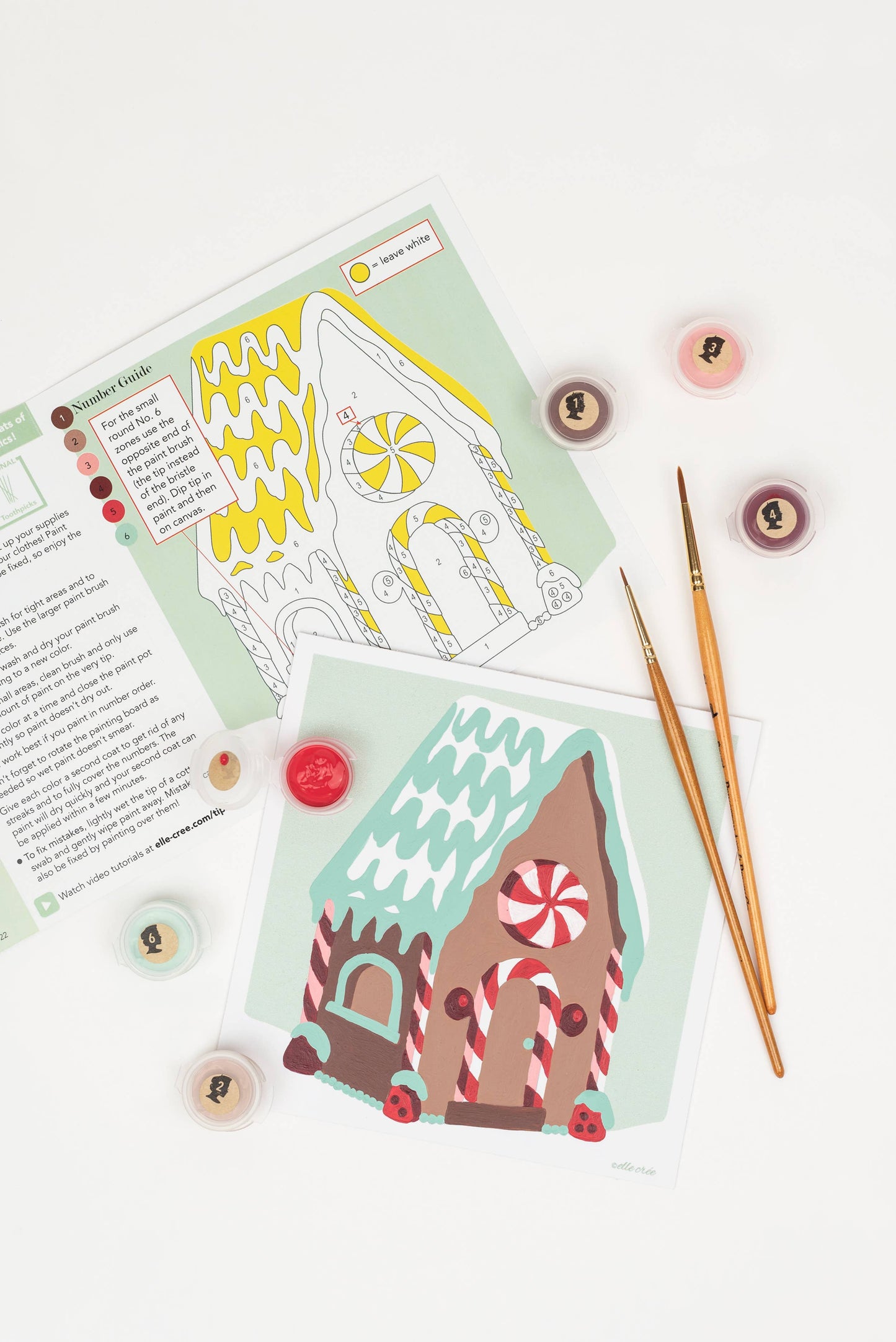 Elle Crée (She Creates) - Gingerbread House MINI Paint-by-Number Kit