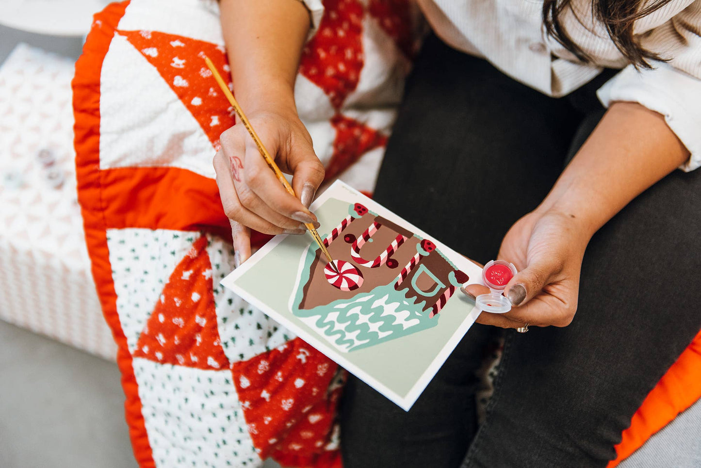 Elle Crée (She Creates) - Gingerbread House MINI Paint-by-Number Kit