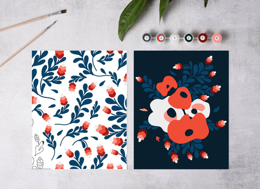 Cate Paper Co. - Red, White, & Bloom Paint-By-Numbers kit