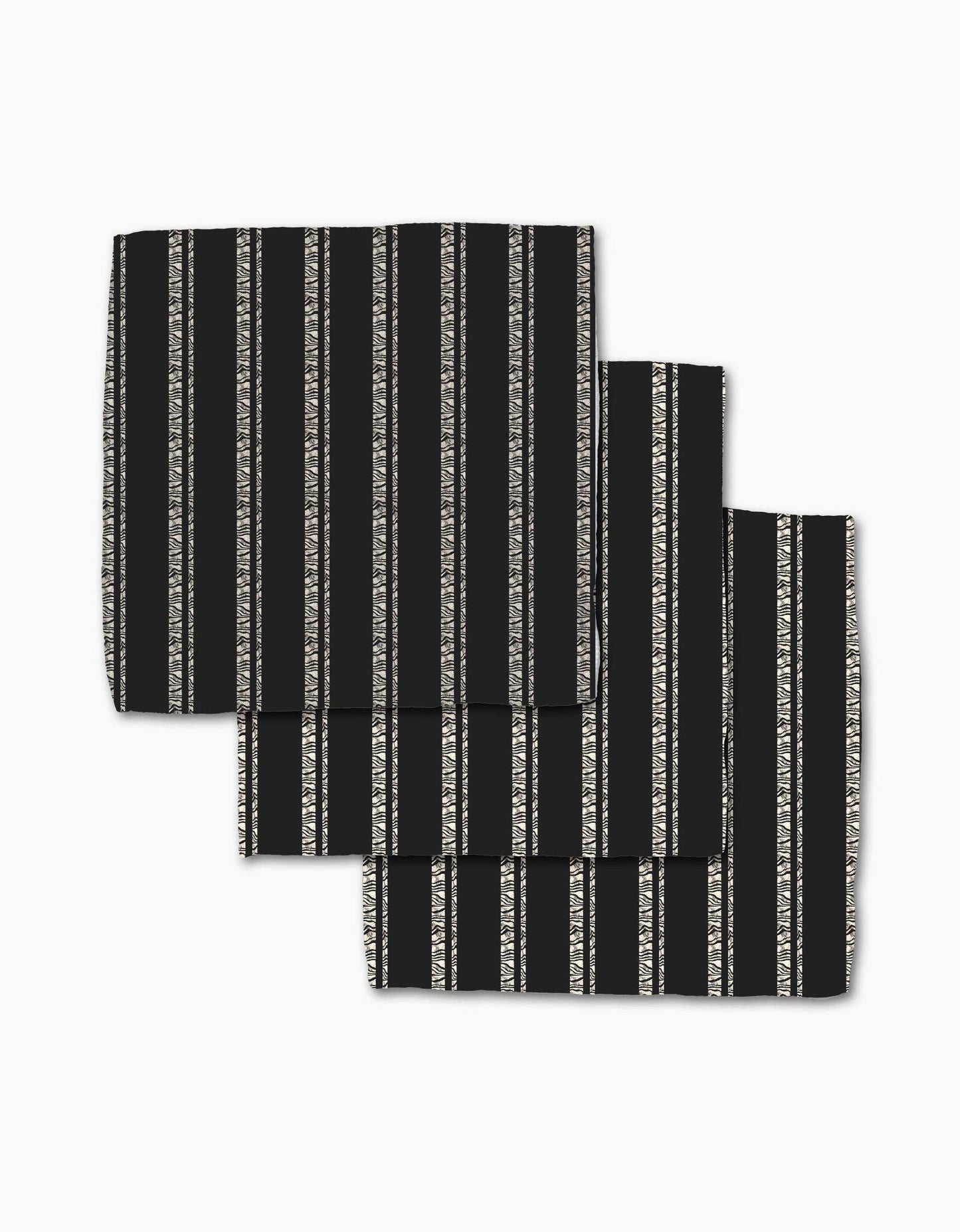 Geometry - Zebra Pin Stripe Black Dishcloth Set