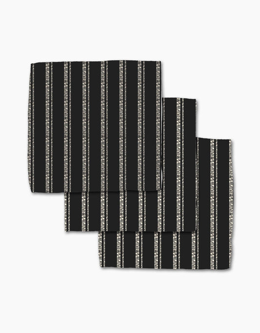 Geometry - Zebra Pin Stripe Black Dishcloth Set