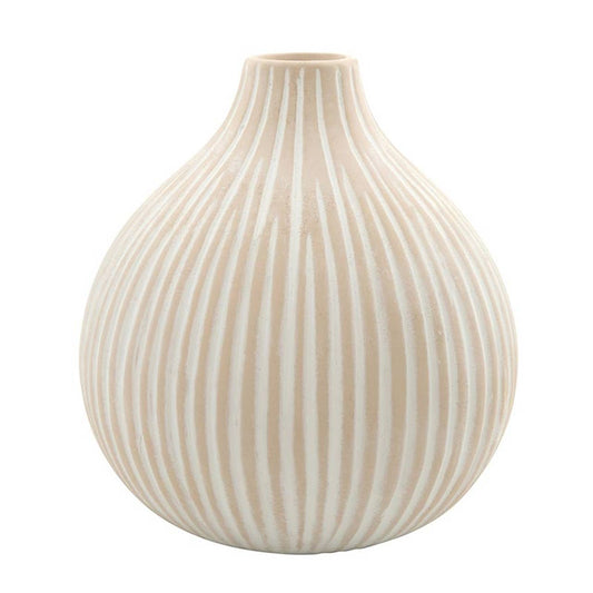 47th & Main (Creative Brands) - Blush Striped Droplet Vase: Dolomite / 4.5" Dia x 4.75" H